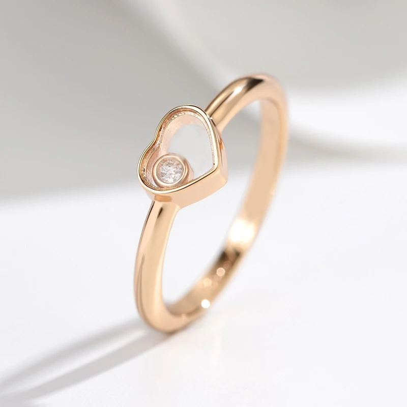 Hot classic rose gold heart-shaped ring for ladies Simple fashion delicate luxury brand jewelry party engagement gift