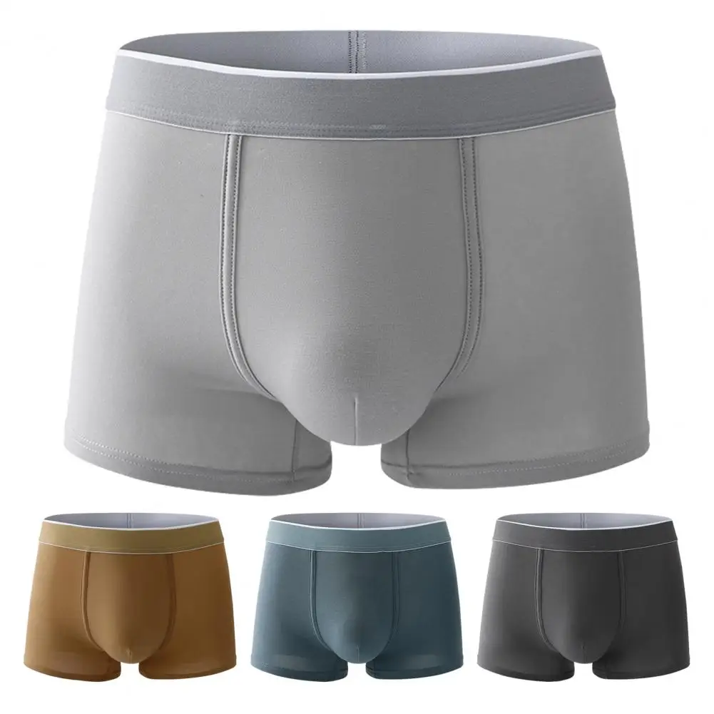 

High Elasticity Boxer Shorts Men's Slim Fit Boxer Underwear with Elastic Waistband U-convex Design in Solid Colors for Comfort