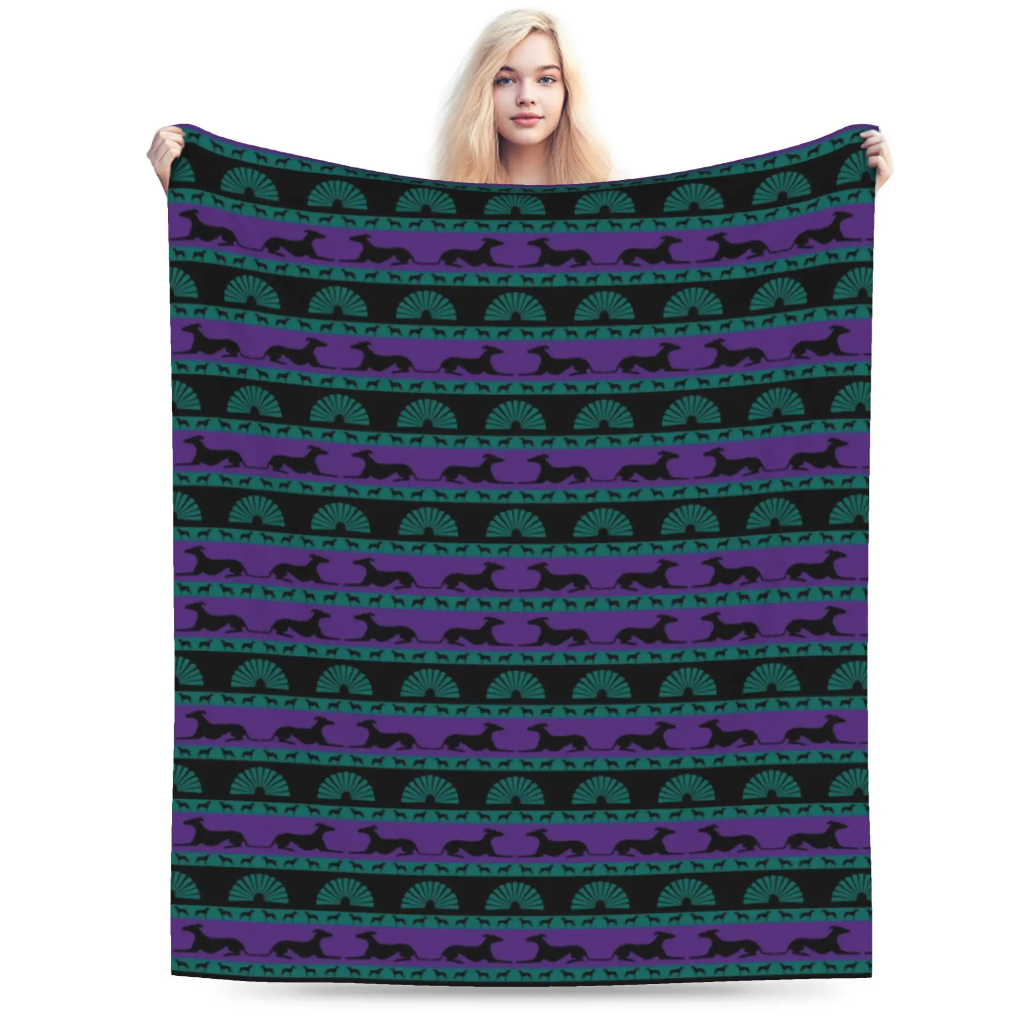 Custom Funny Greyhounds Puppy Blanket Warm Fleece Soft Flannel Whippet Sighthound Pet Dog for Bed Sofa Office Spring