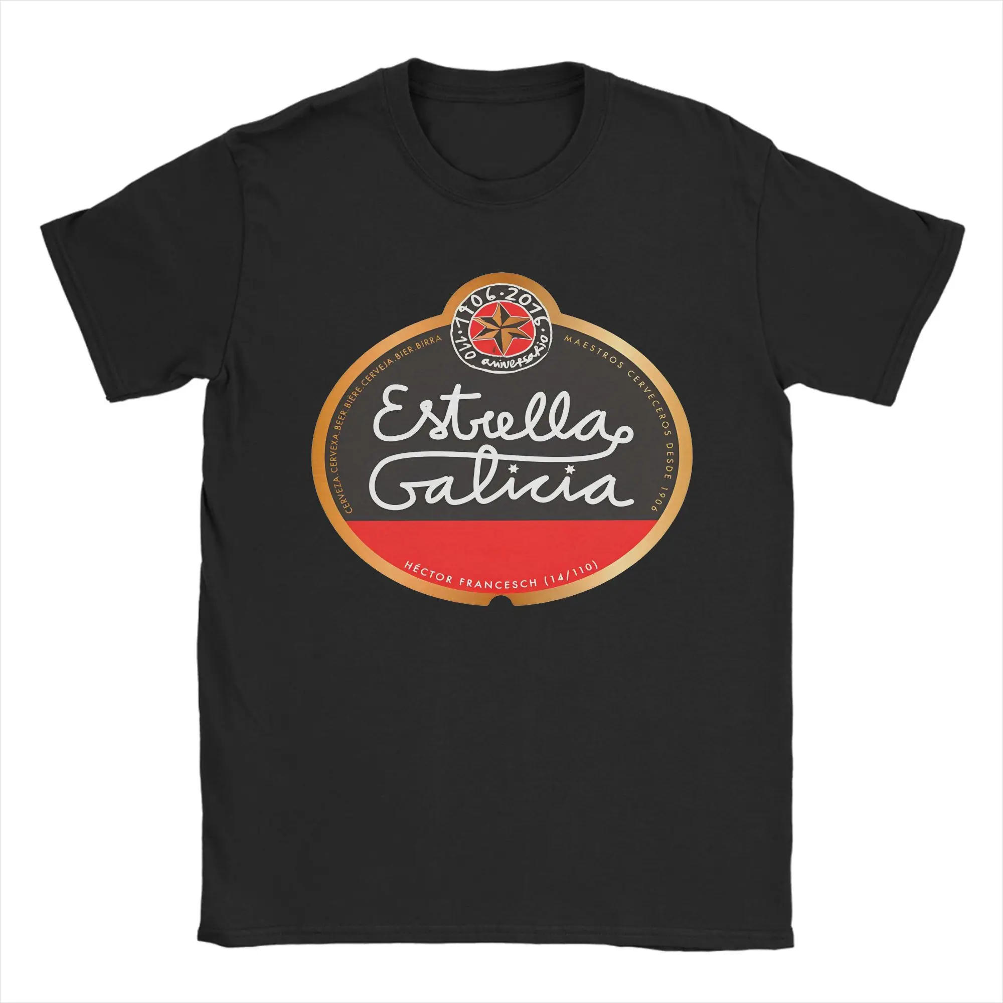 Estrella Galicia Beer  T-Shirt Summer  Cotton T-Shirts For Men Harajuku Casual Tee Shirt Short-Sleeve Vintage Top Tees