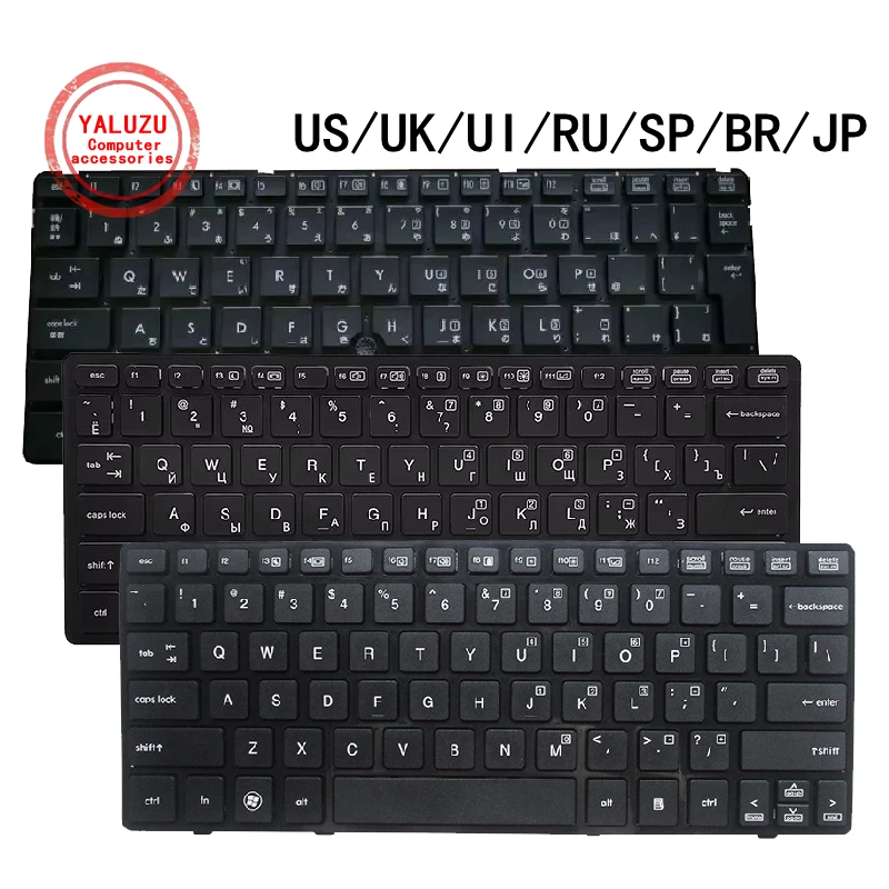US/UK/UI/RU/SP/BR/JP English/Russian/Spanish/Brazilian/Japanese NEW Laptop Keyboard For HP EliteBook 2560 2560P 2570 2570P