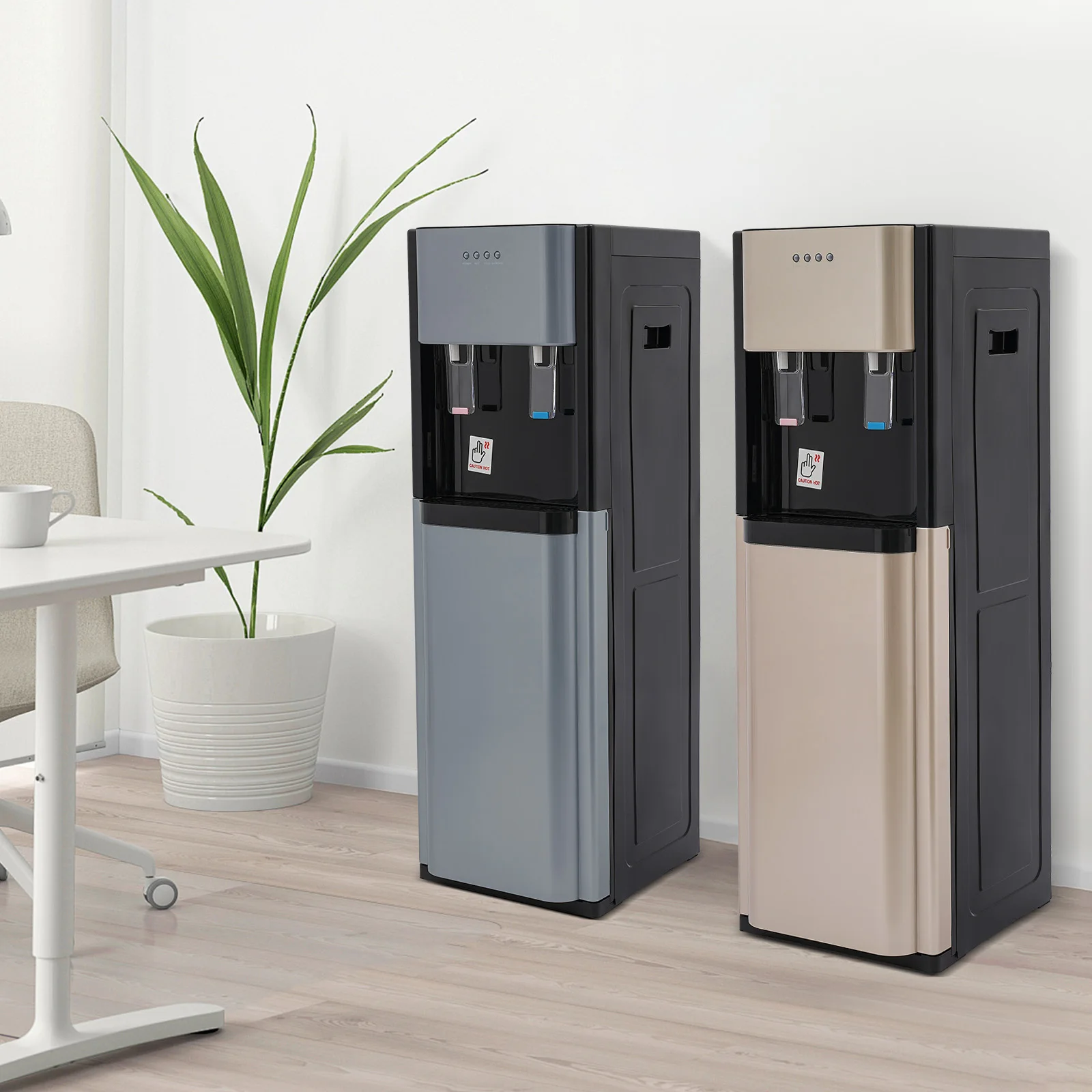 موزع مياه من الفولاذ المقاوم للصدأ تحميل سفلي، موزع مياه ذهبي/رمادي مع تسخين وتبريد للمنزل والمكتب