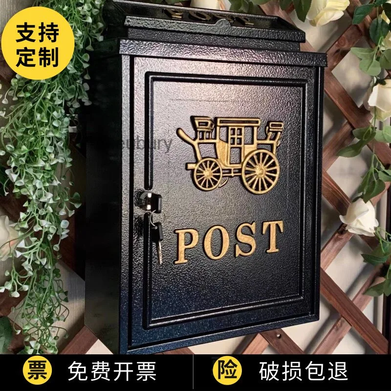European British Style Homestay Villa Mailbox Outdoor Rainproof Wall-Mounted Mailbox Pastoral Creative Letter Box