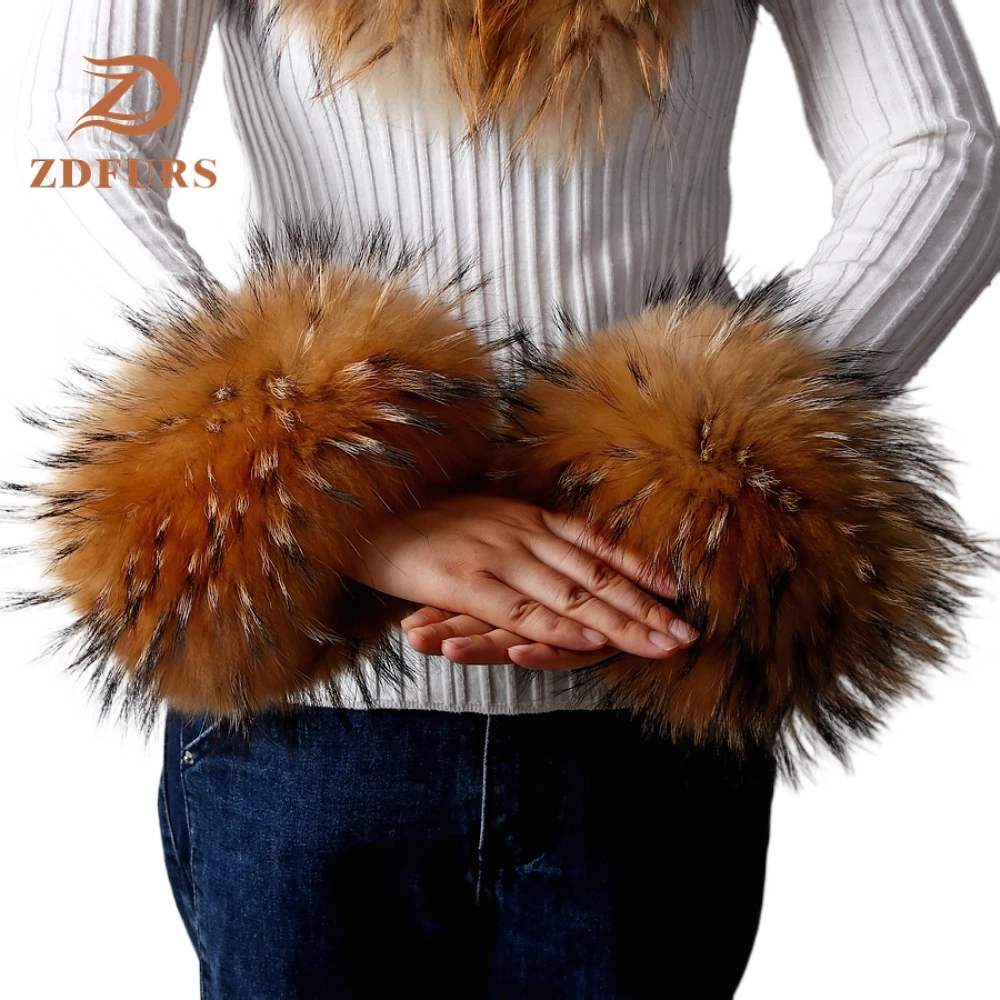 ZDFURS * High Quality Fox fur Cuffs Hot Sale Wrist Warmer Genuine Fox Fur Cuff Arm Warmer Lady Bracelet Real Fur Wristband Glove