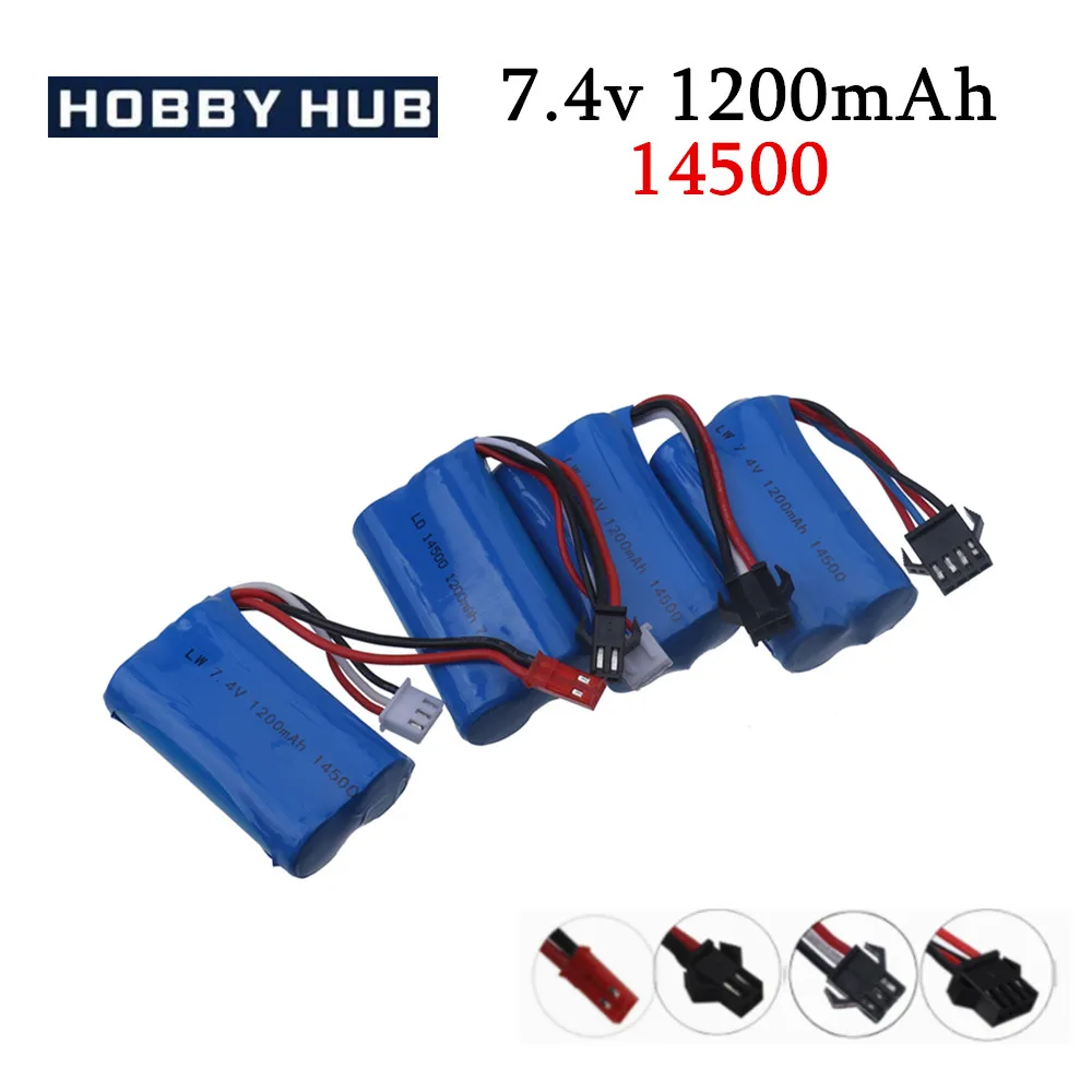 

14500 2s Battery 7.4v 1200mAh Li-ion Battery for Electric Toys water bullet gun toys accessory 7.4V battery for Vehicles RC toy