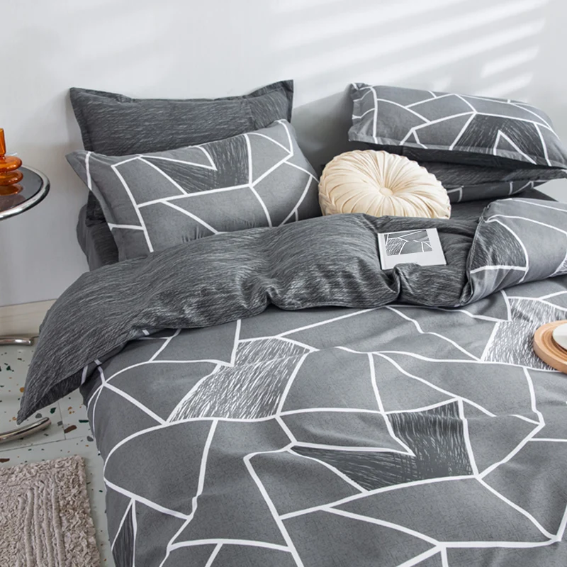 Imagem -06 - Beddingoutlet-gray Twin Duvet Cover 100 Microfibra Macio e Respirável Linha Branca Conjunto de Cama Triangular para Meninos e Meninas Decoração da Casa