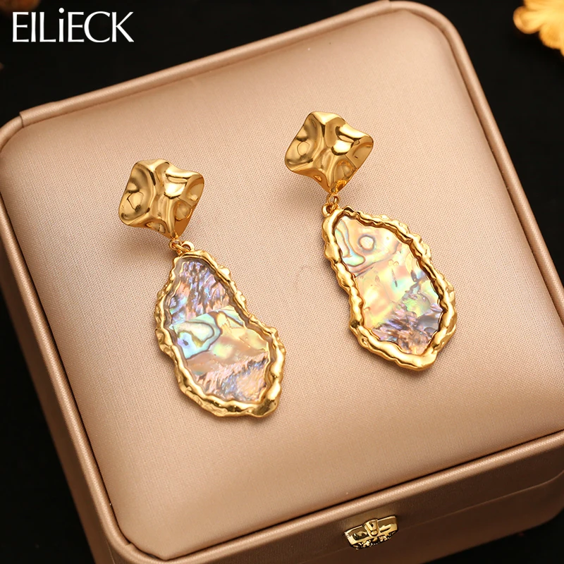 EILIECK 1 Paar Neue Edelstahl Unregelmäßige Farbige Baumeln Ohrringe Mode Ohr Stud Wasserdicht Schmuck Zubehör Für Frauen