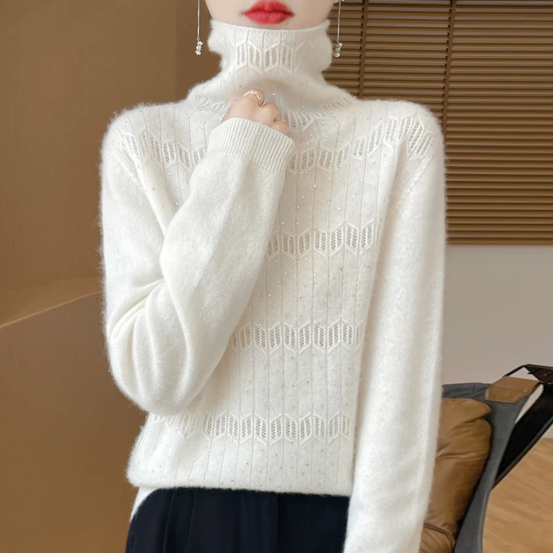 

Женская одежда, свитер, осень-зима, вязаный свитер из 100% мериносовой шерсти, модный пуловер на шнуровке с ромбовидным ворсом, топы