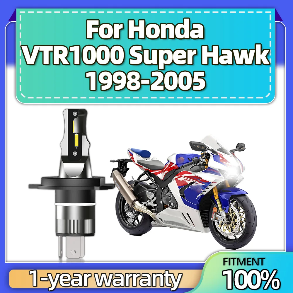 

For Honda VTR1000 Super Hawk 1998 1999 2000 2001-2005 1PCS Motorcycle Headlight Led H4 Super Bright Motorbike White 6000K 12V