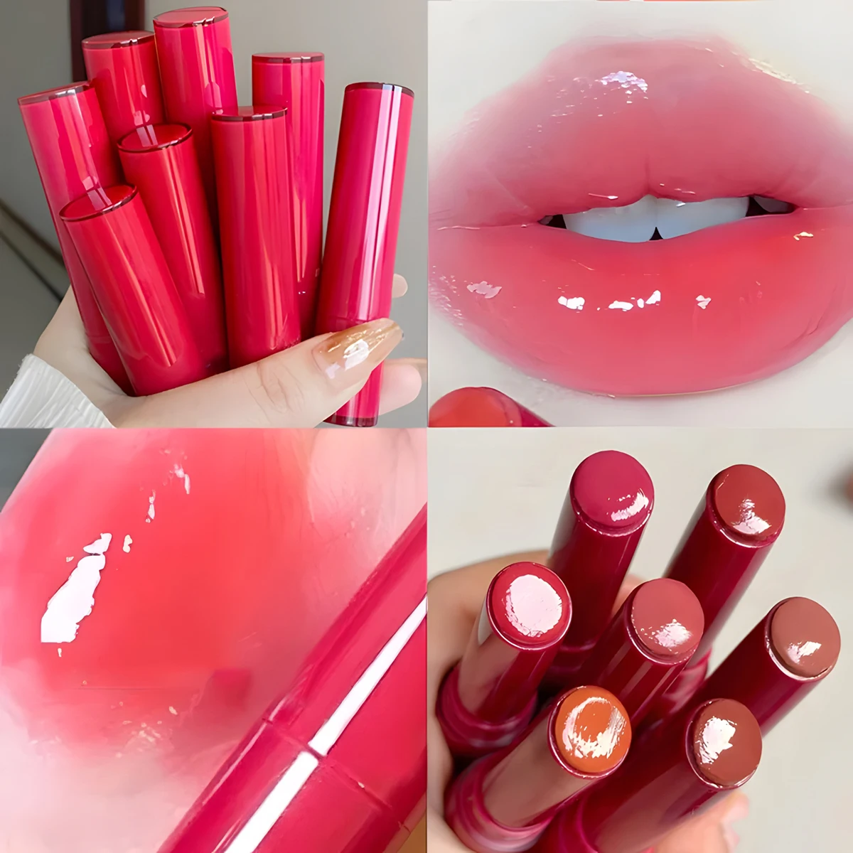 1 STKS 8 Kleuren Jelly Lippenstift Hydraterende Spiegel Water Licht Effen Lipgloss Glas Thee Rood Bruin Lip Glazuur Tint Make-up Cosmetica