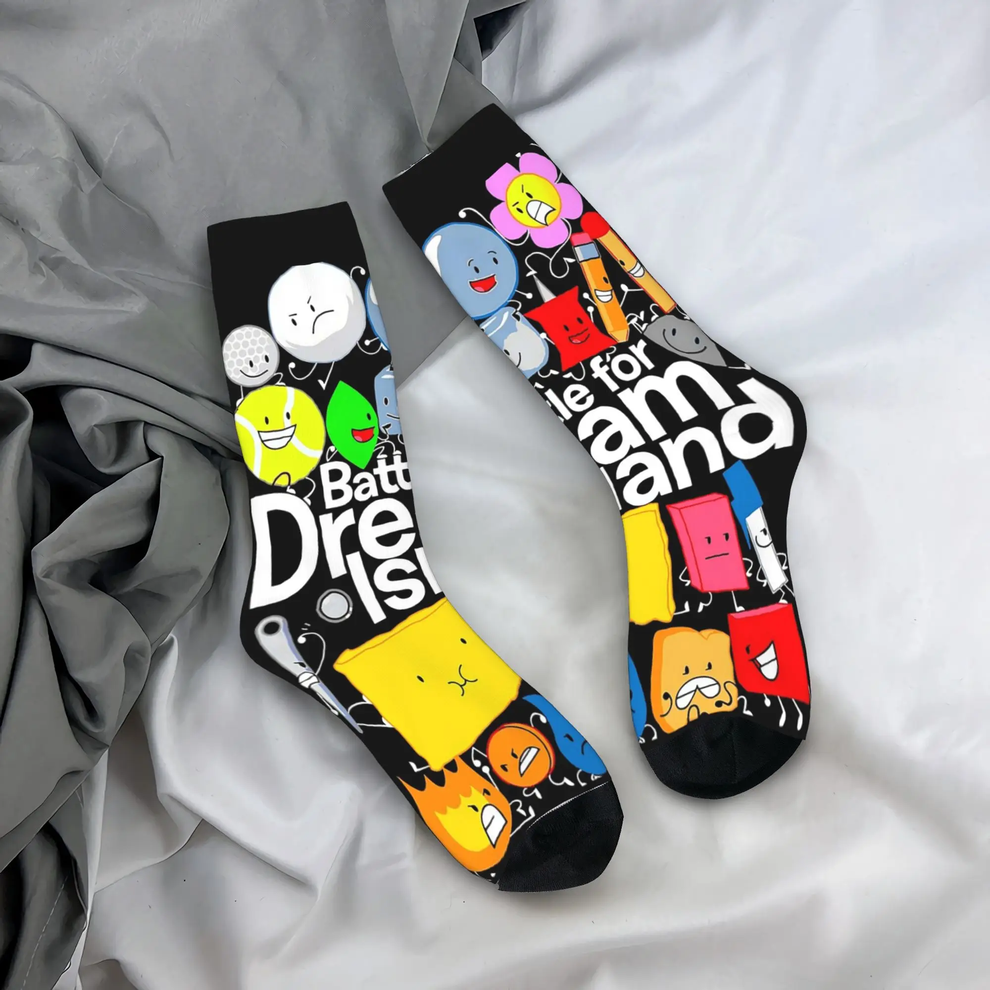 Battle for Dream Island Socks Harajuku Sweat Absorbing Stockings All Season Long Socks Accessories for Unisex Christmas Gifts