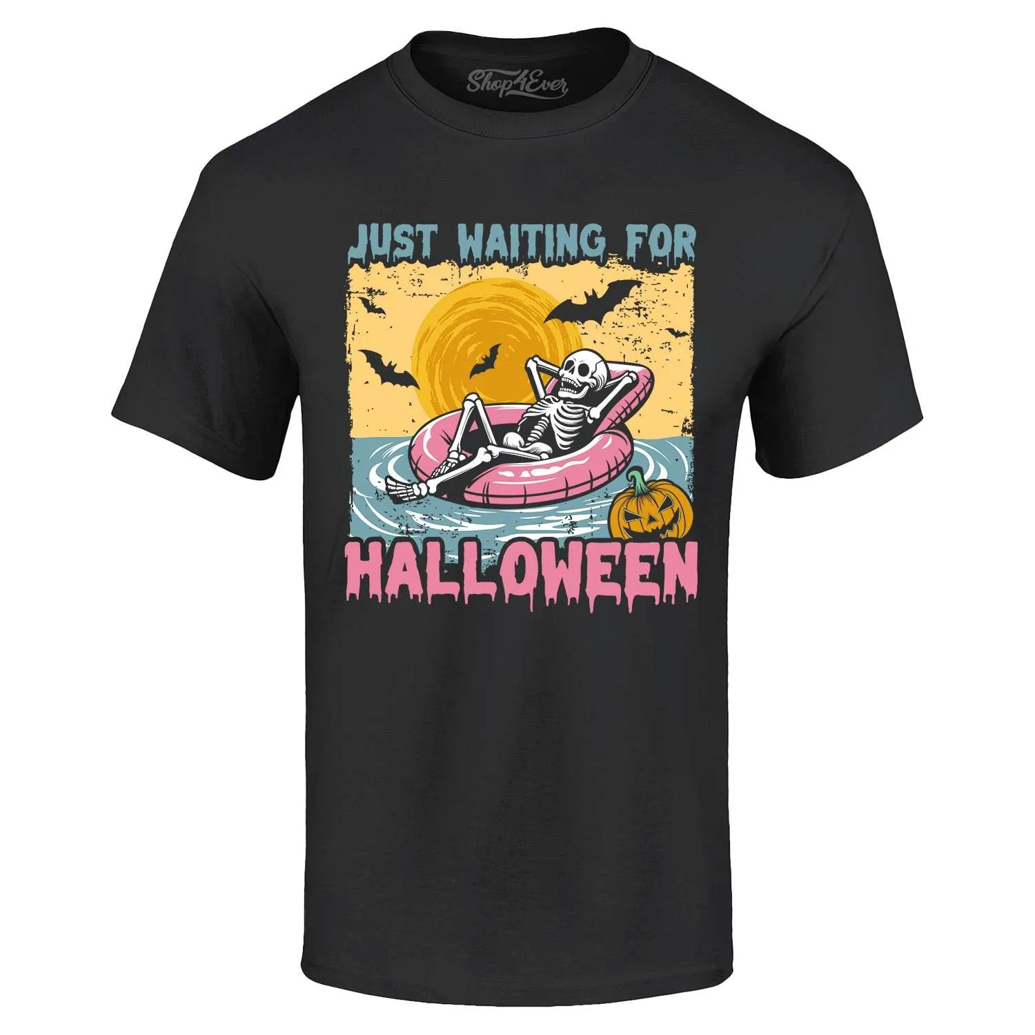 

Just Waiting for Halloween T-shirt Skeleton with Floatie Funny Shirt