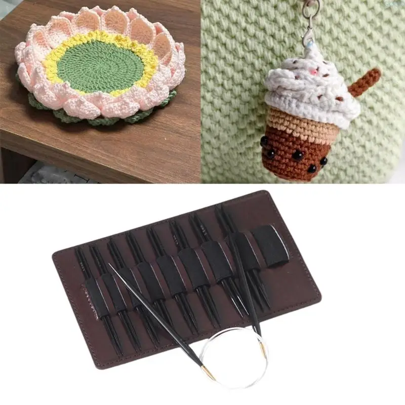 23ga 3.0mm-6mm قابلة للتبديل الإبرة الدائرية مجموعة مع حالة وملحقات هو ربط الكروشيه للمرأة #2