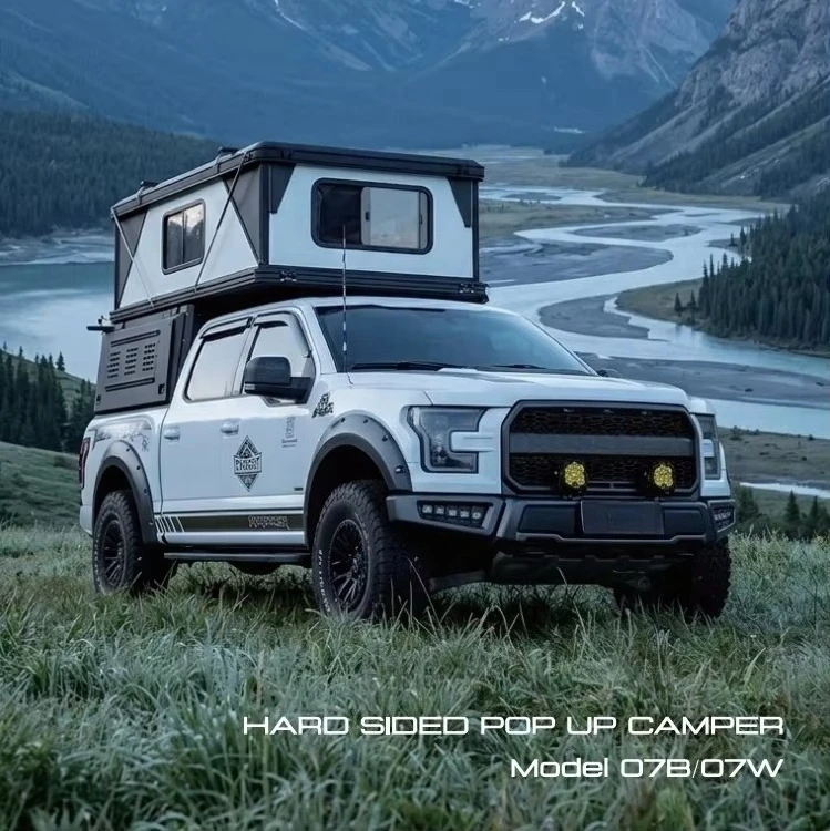 TP07 Aluminum Hard Shell Slide-In Truck Camper 3-4 Person Pickup Truck Bed Canopy Fit For Tacoma Tundra F150 Off-Road Camping