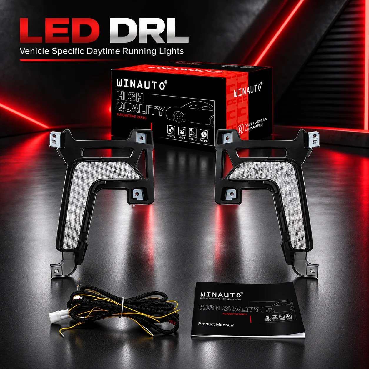 WINAUTO LED Daytime Running Lamp DRL Fog Lights for Hyundai Grand I10 Sedan 2024 2025 2026 - Easy Installation High Visibility