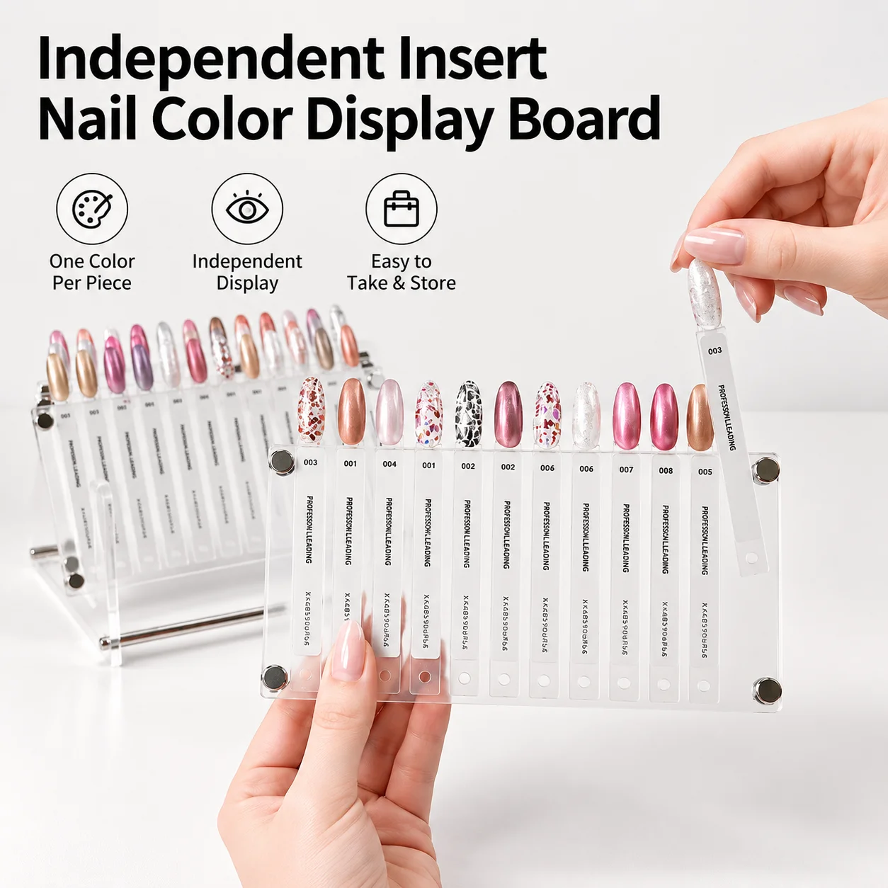 120 Colors Nail Color Display Board Acrylic Swatch Organizer Removable Nail Polish Sample Holder for Nail Salon