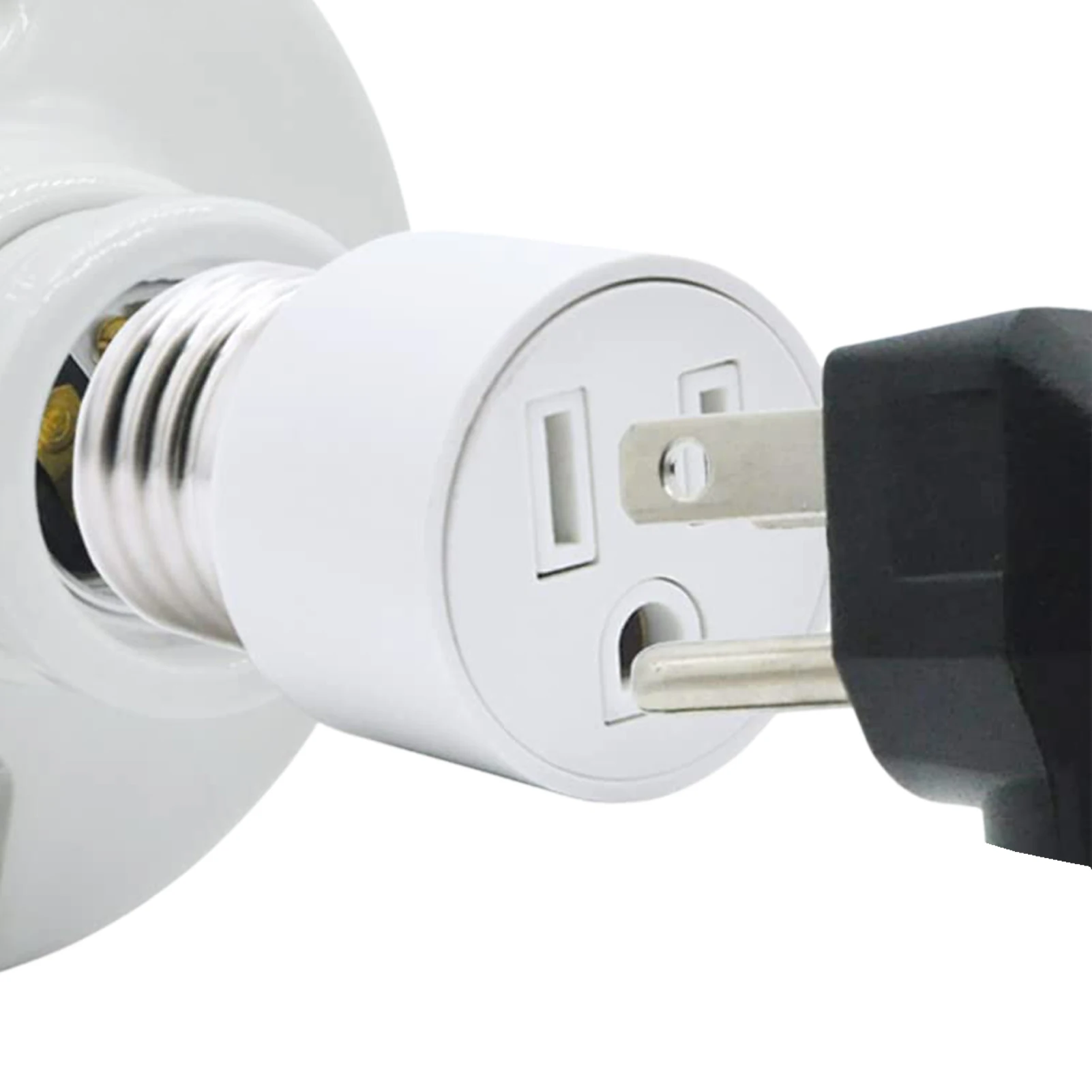 2-Pack 3-Prong Light Socket Adapter – E26 Base, 2 Outlets + 1 Bulb Socket, PBT Flame Retardant, Max 1250W