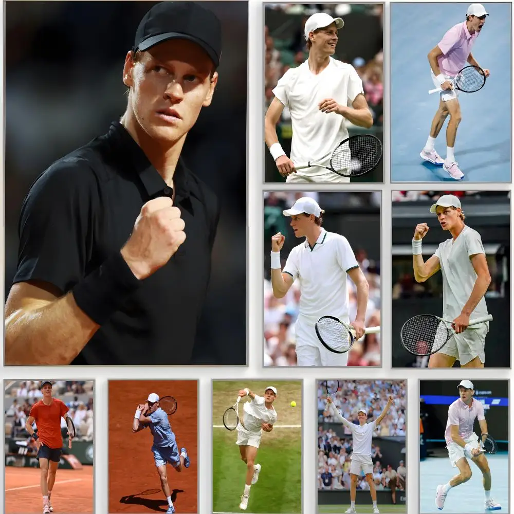 elite athlete Jannik Sinner Poster Classic Wall Art  Home Decor  Peel and Stick Unframed