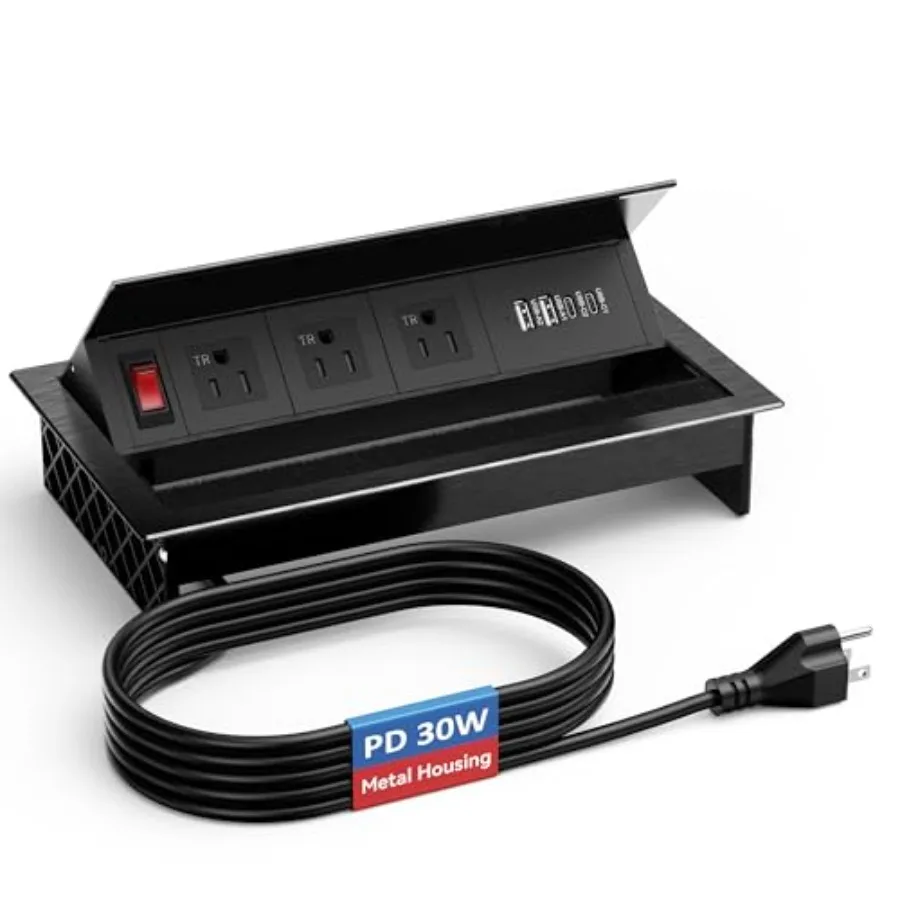 

Встраиваемый концентратор питания для конференц-стола с 4 портами USB3AC TR-розетками PD 30 Вт USB-C PD Быстрая зарядка Металлический корпус для скрытого монтажа