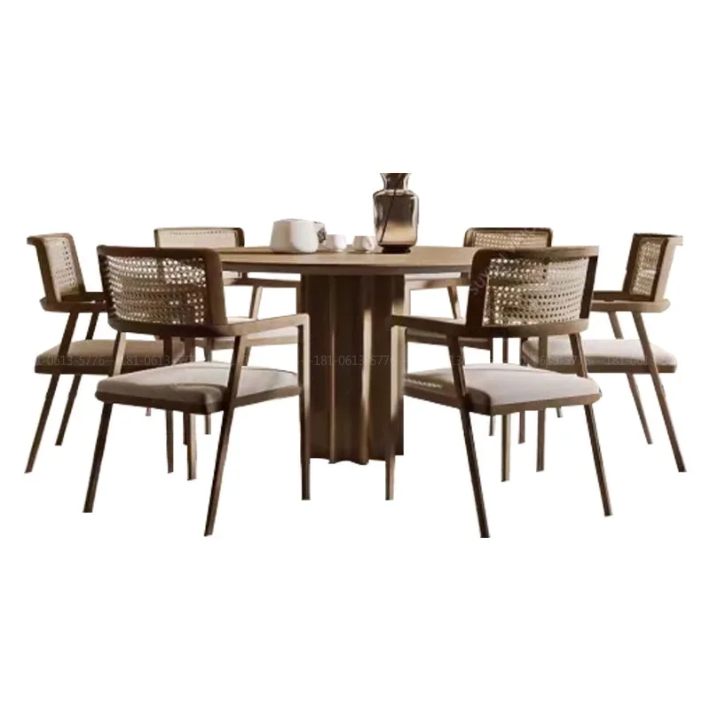 

Модель комнаты, обеденный стол, стулья и диван, полный набор мягких украшений, дизайнерская современная простая мебель в кремовом стиле.