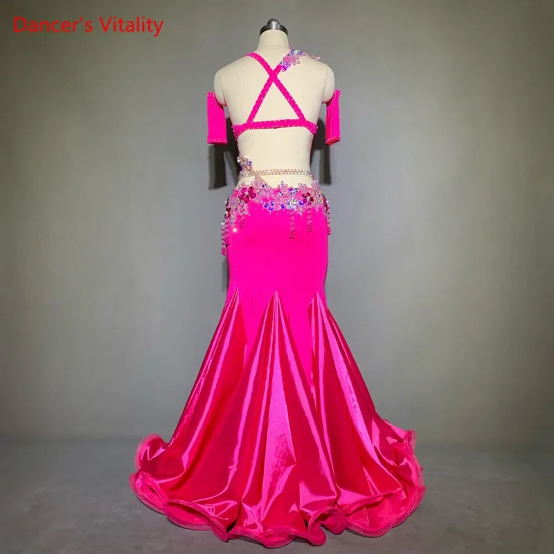 Belly Dance Suit Full Diamond Bra Big Swing Skirt Performance Clothes Set Profession Custom Adult Child  Competition Clothing