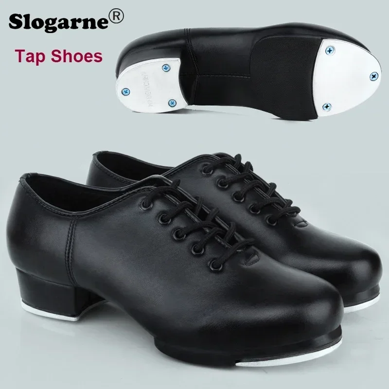 2024 New Children Tap Shoes Boys Girls Tap Soft Leather Unisex Men Women Tap Dance Shoes Students\' Tap Shoes Large Size 45