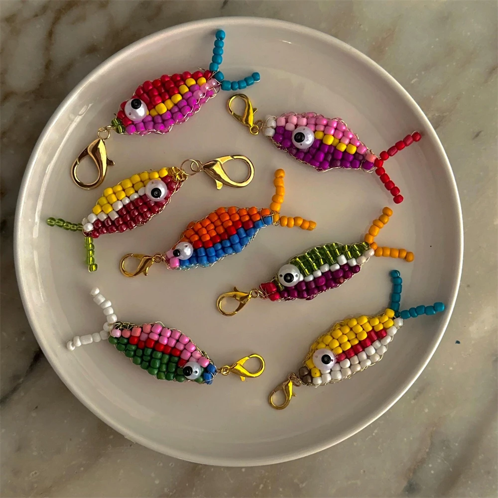 Creative Colorful Beads Fish Pendant Keychain