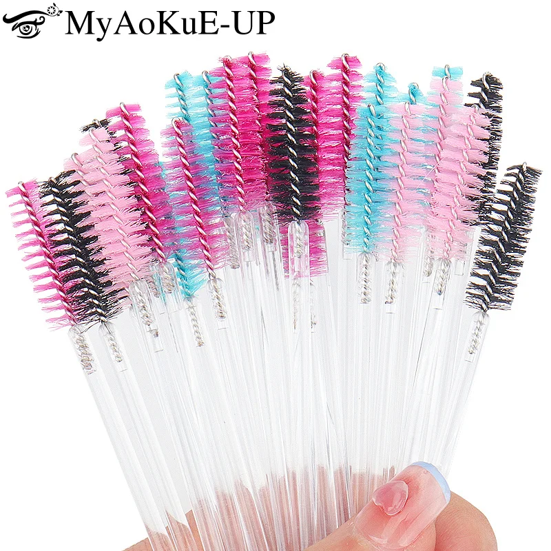 50/100/200/300/500/1000 Disposable Crystal Eyelash Brush Eyebrow Comb Microbrush Applicator Lash Lifting Micro Brush Makeup Tool