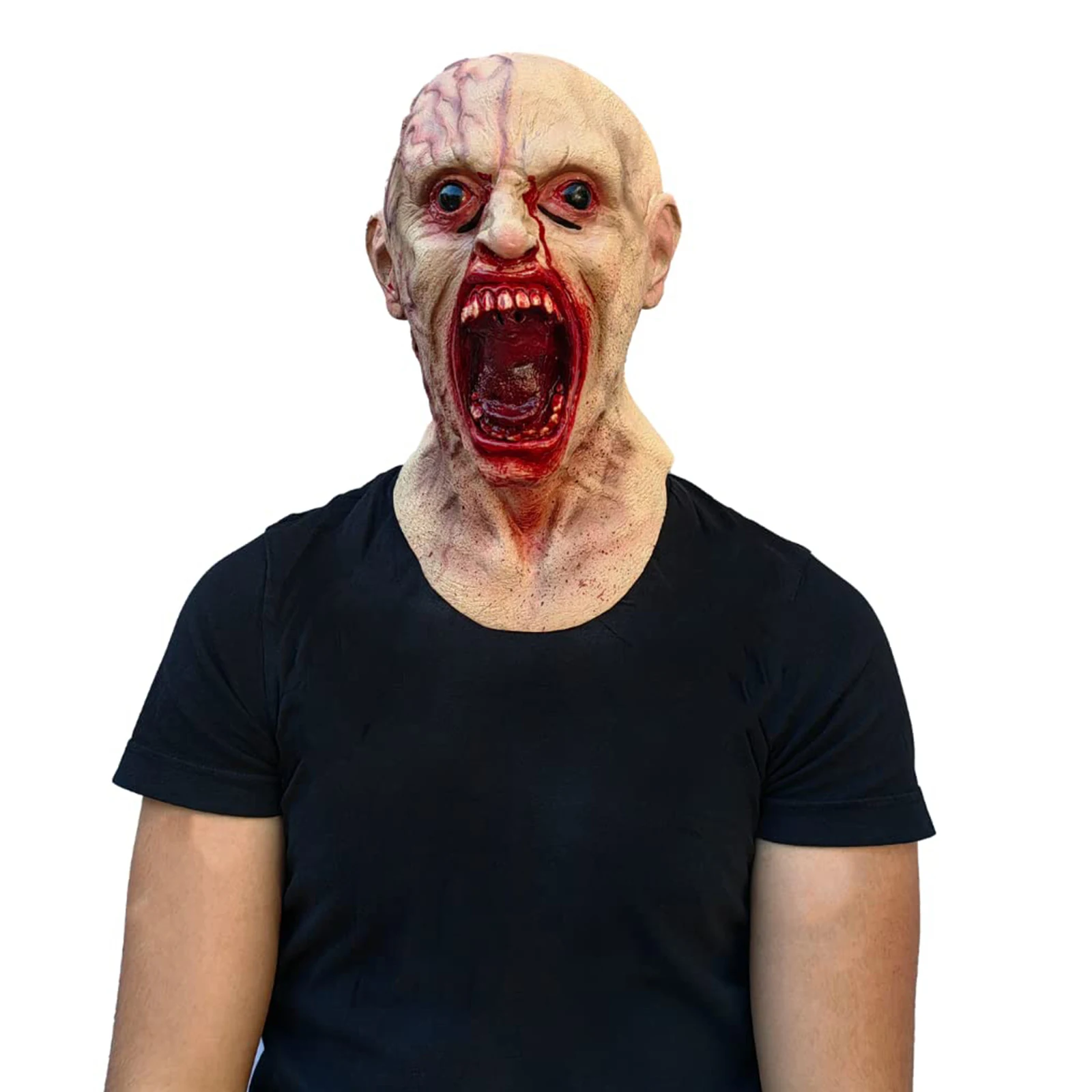 Zombie Latex Facewear Creepy Infected Person Full Headwear for Halloween Fancy Party Costume Cosplay Props