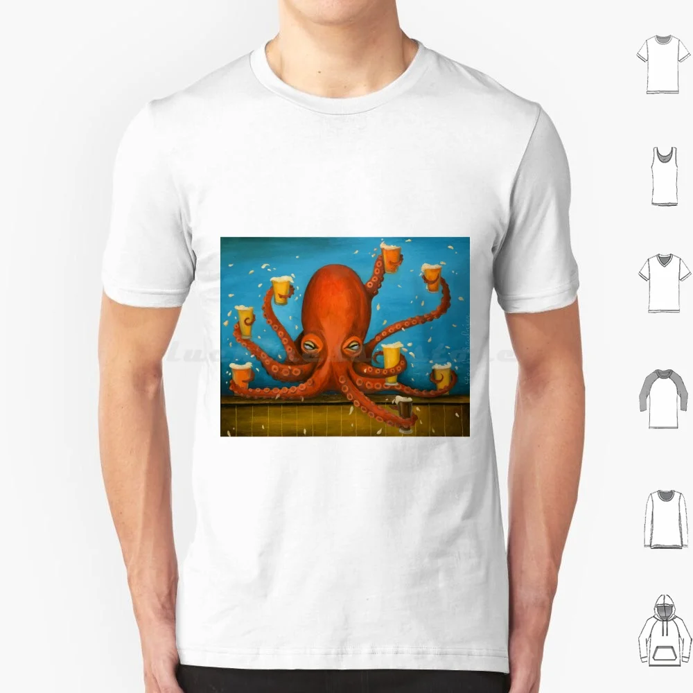 Life Of The Party T Shirt Big Size 100% Cotton Beer Octopus Drinking Bar Humor Funny Ocean Water Pint Brewery Party Partier