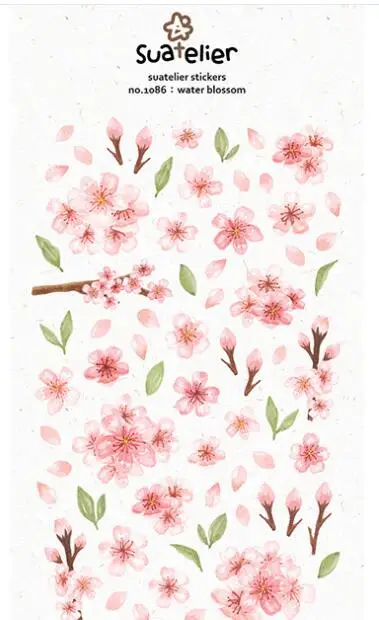 Korean Import Suatelier Spring Cherry Blossom Lily Sticker Diary Sticker Scrapbooking Diy Decoration PVC Stationery Stickers