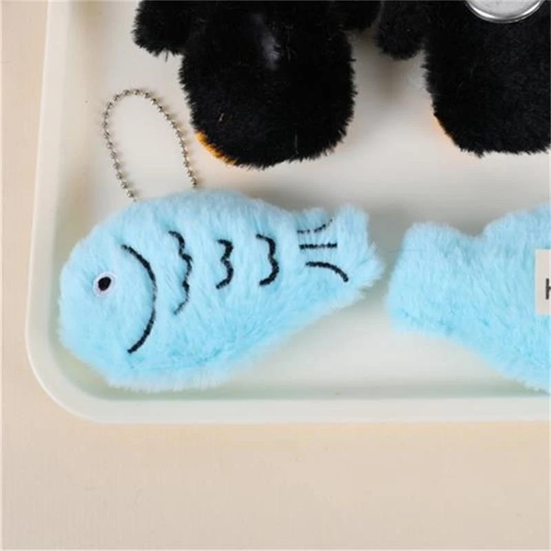 Cartoon Cute Penguin Fish Companion Stuffed Doll Toys Creative Funny Plush Squeaking Keychain Pendant Bag Hanging Ornaments Gift