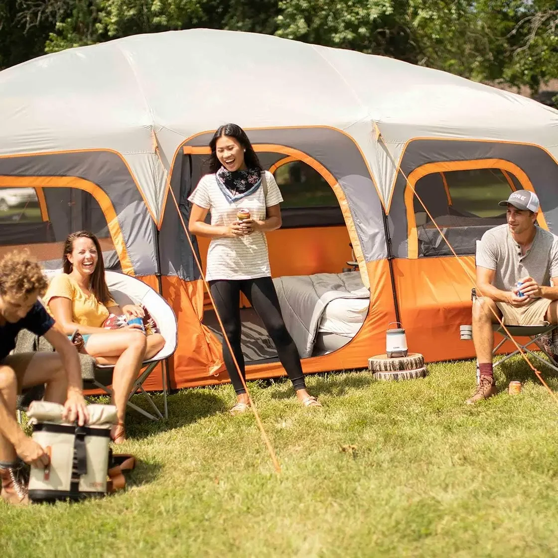 Tenda CORE 12 orang, tenda Kemah Multi kamar besar untuk berkemah keluarga luar ruangan | Tenda berdiri kabin portabel dengan penyimpanan