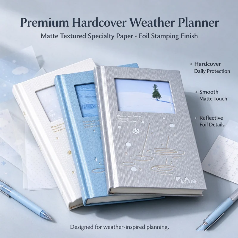 Planwith Weather Theme Hardcover Journal Notebook,Aesthetic Weekly Planner With Habit Tracker&Check-in Pages,For Journaling,Plan