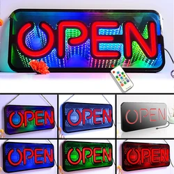 48cm Ultra Bright LED Open Sign 3D RGB Infinity Tunnel Mirror with Remote Control for Business Lighting Neon Sign