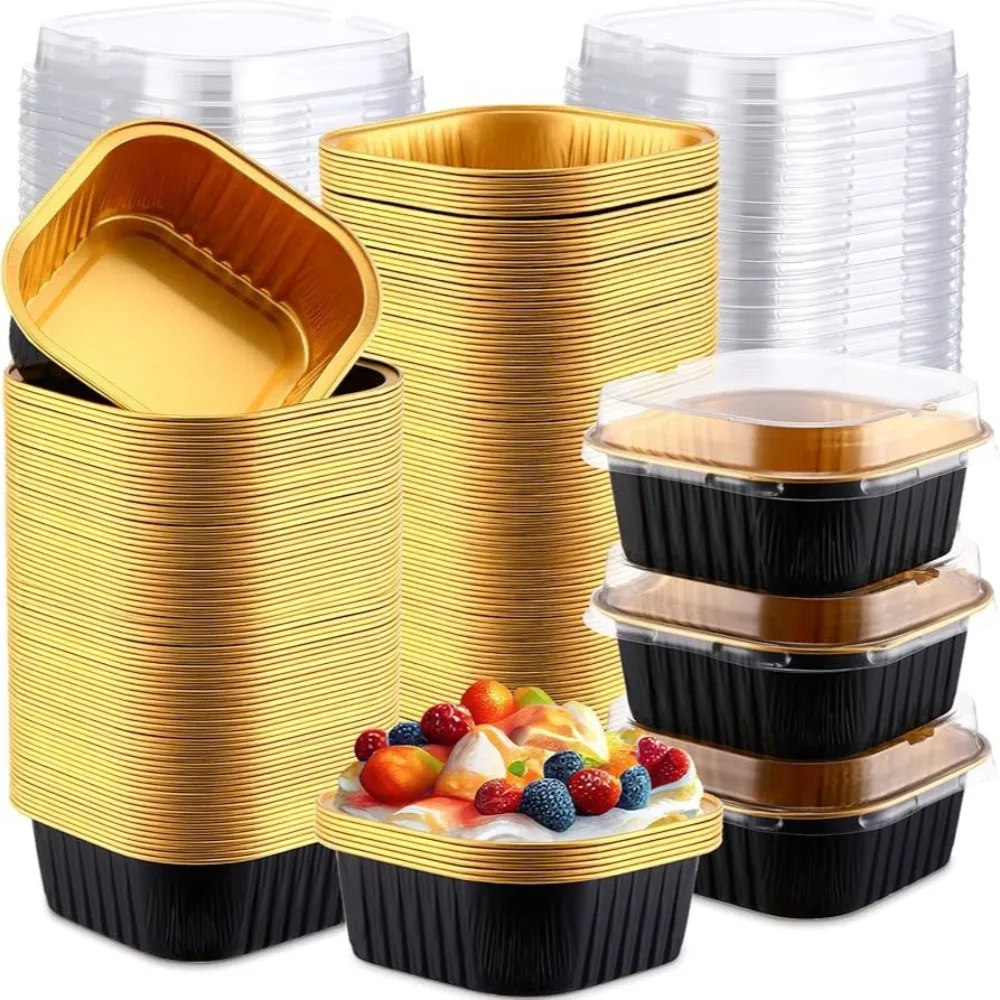 Cajas cuadradas de papel de aluminio para hornear, caja de embalaje sellada para galletas, pastel, Chocolate, taza para hornear hecha a mano, decoración para postres y fiestas, 30/10 Uds.