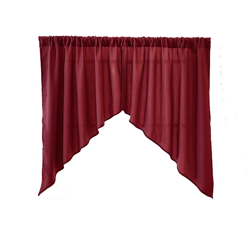 (113) Customized Factory Direct Sales Cross-border Finished Kitchen Curtains Solid Color