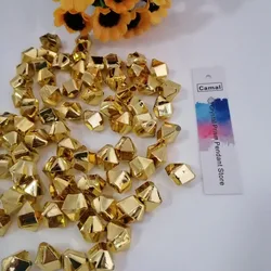 Camal 100Pcs Gold-plated Aquarium Crystal Ice Cube Acrylic Stone Decor Vase Filler Landscape Pebble Fish Tank Home Ornament DIY