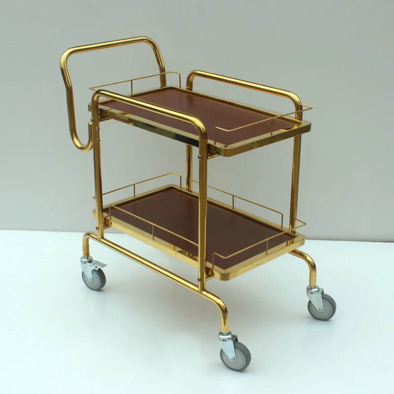 European low-luxury dining car trolley Hotel restaurant KTV double-layer stainless steel wine food delivery service trolley