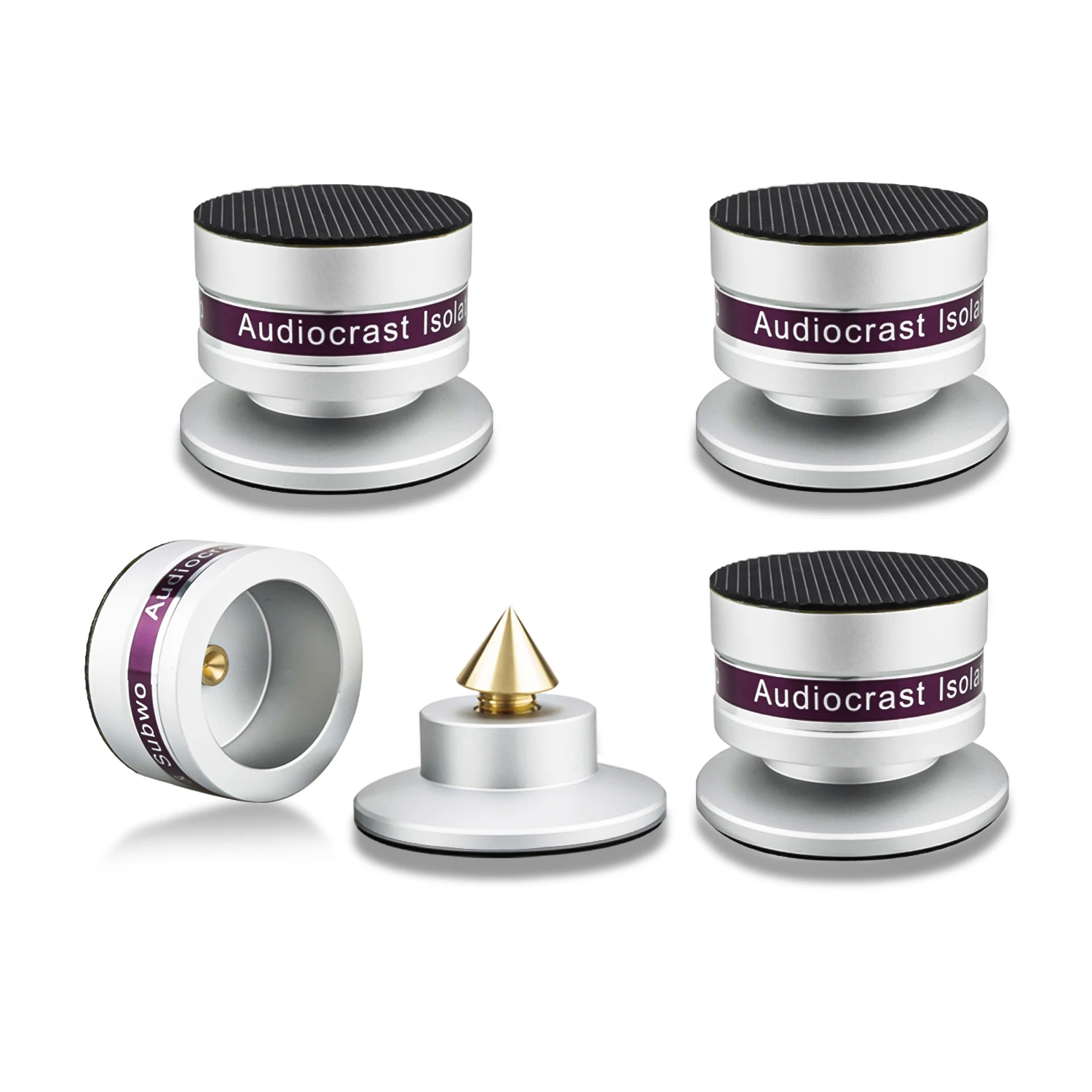 4PCS Audiocrast IF03S/IF03B Aluminium Black & Silver Shockproof Spike+Pad Isolation Stand HiFi Amplifiers (Black)