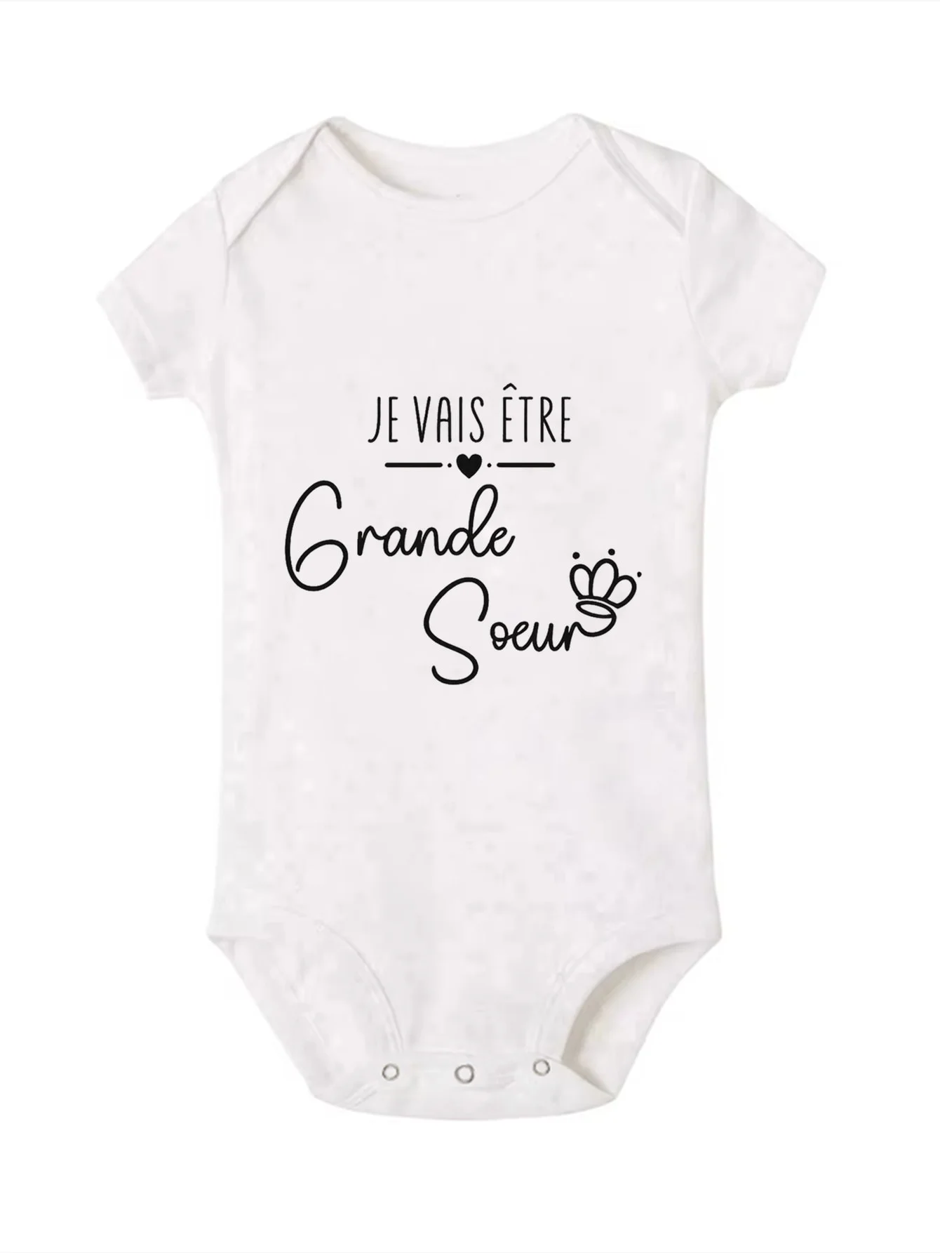 French Prints for Older Siblings Pattern Baby Romper Infant Short Sleeve Jumpsuit Funny Newborn Unisex Bodysuit for Outdoor