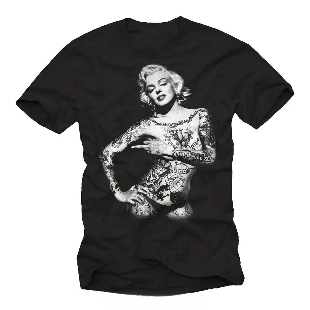 heavyweight Informal New Summer Men Short Sleeves T Shirt  Tattoo Herren for Biker Mit Sexy Pin Up Girl funny Tee