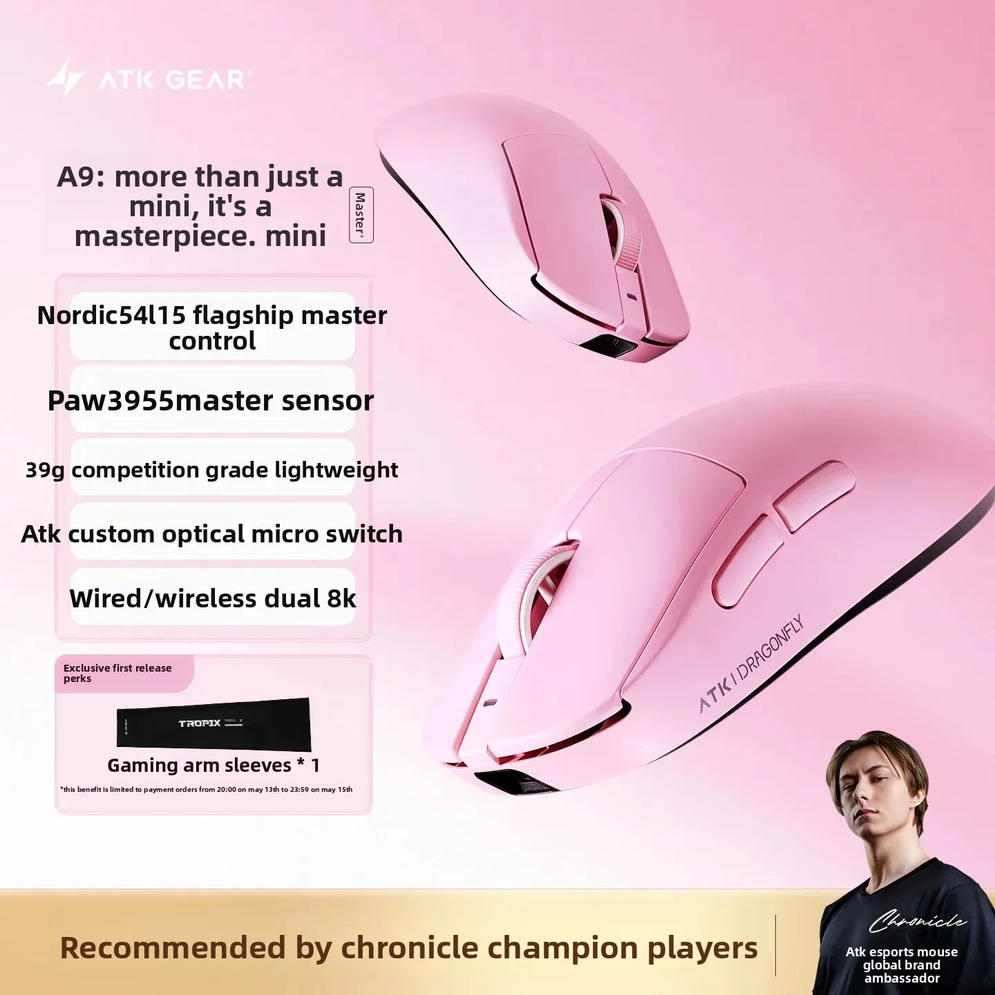 Atk A9 Mini Mouse Master Version Bluetooth Wireless Tri-Mode