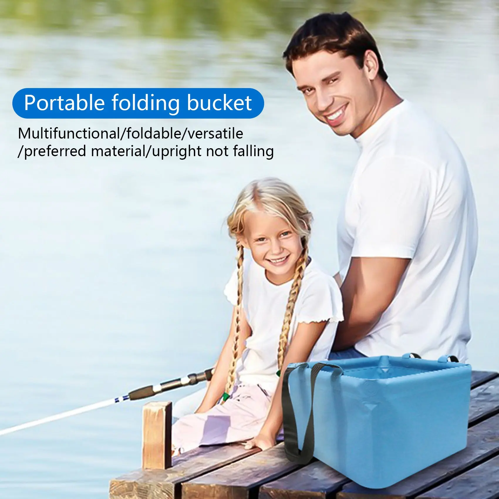 18L Portable Outdoor Travel Folding Water Bucket Wash Basin Multifunctional Portable Wash Basin Folding Bucket Blue