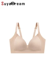 SuyaDream,Women 3/4 Cups Seamless Bras, Natural Silk Lining, Wire Free, Thin Padding Yo ya Style Bra 2024 New Intimates