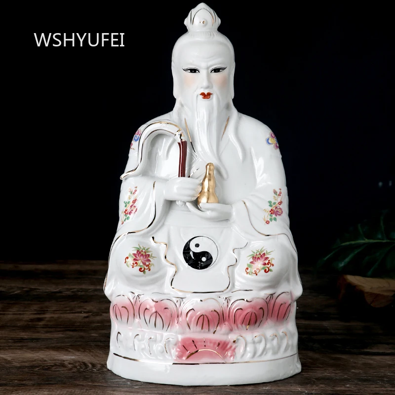 Ceramic Taishang Laojun Buddha Statue Moral Heavenly Ancestor, Grandmaster Taibai Venus Statue Ornament Home Decoration Crafts
