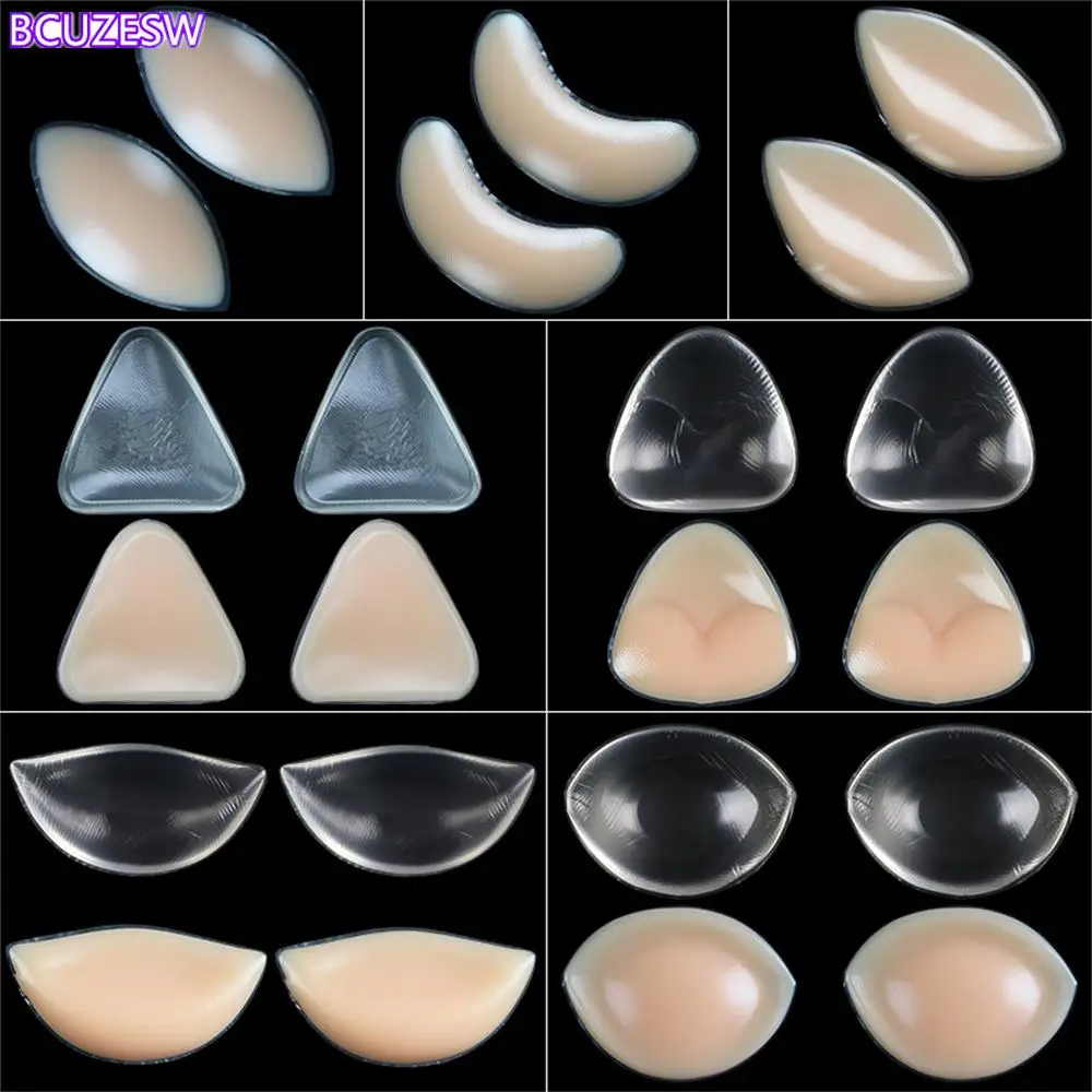 1 Pair Push Up Silicone Triangle Bikini Swimsuit Bra Insert Pads Bra Pads Pasties Invisable Breast Enhancer Lingerie Dropship