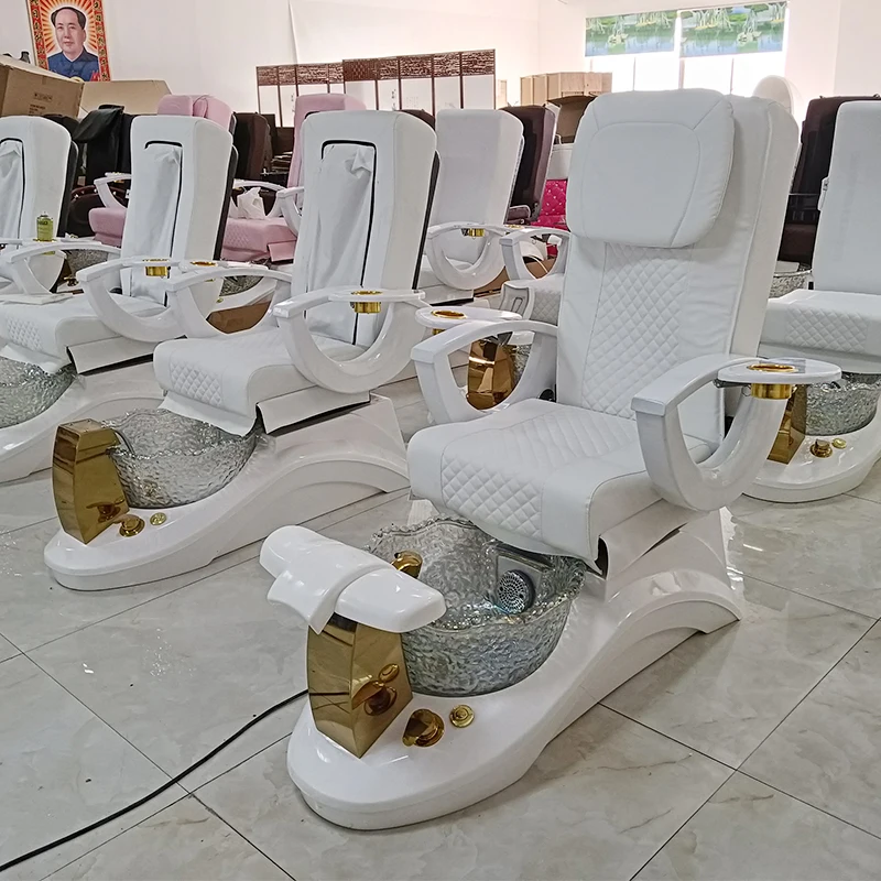 2024 Luxury Electric Massage Pedicure Chairs Nail Salon Foot Spa Manicure Pedicure Chair With Basin Guangzhou