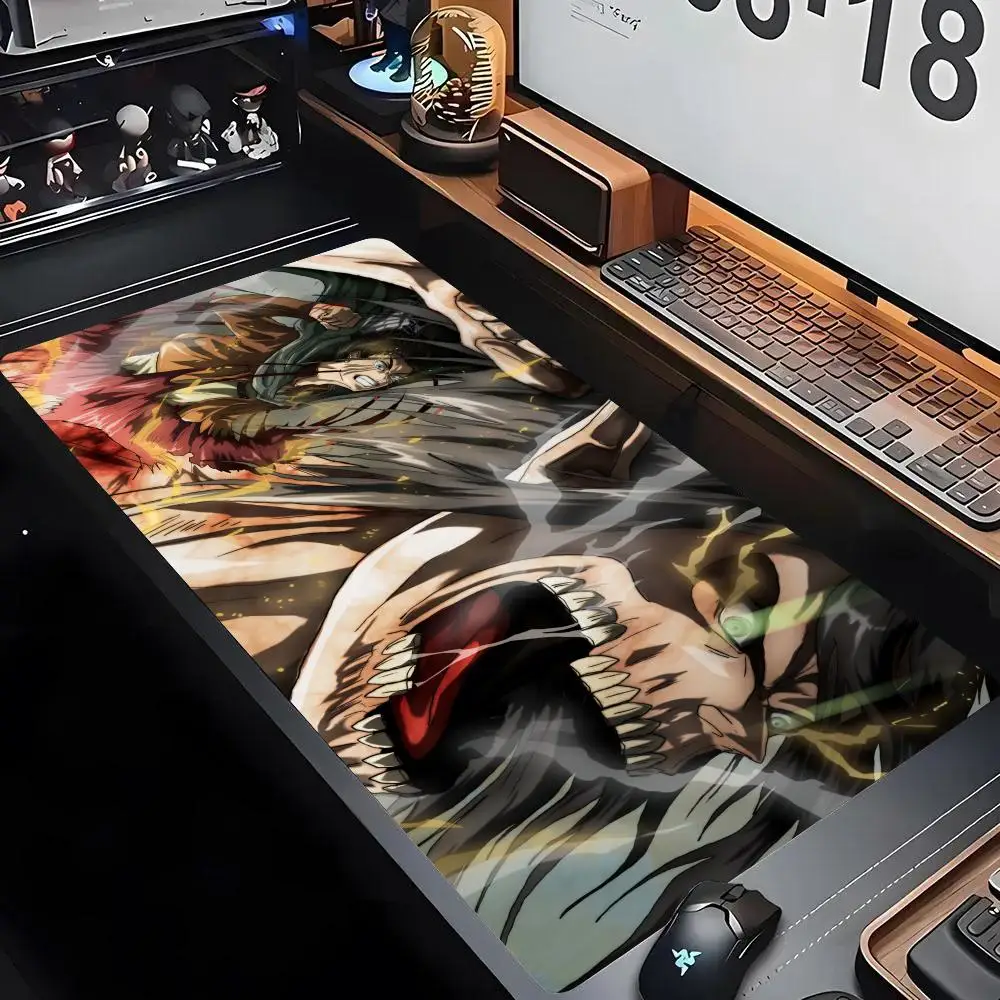 Attack On Titan Mouse Pad Gaming Accessories Keyboard Large Rubber Desk Mat Anime Computer Carpet Pc Gamer Non-slip Mousepad Xxl