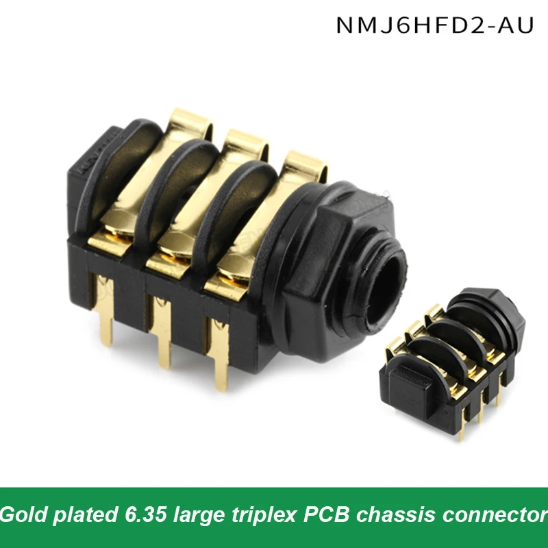 1 PCS Gold Plated NMJ6HFD2-AU Audiophile Headphone 6.35 Large 3 Pole Stereo NEUTRIK Jack M-Type PCB Socket Conversion